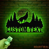 Personalized Wolf Howling Metal Cabin Sign Custom Wolf Name Sign Great Outdoor Weatherproof Sign Farm Sign Custom Metal