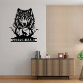 Personalized Wolf Howling Metal Ranch Sign Custom Wolf Name Sign Great Outdoor Weatherproof Sign Farm Sign Custom Metal
