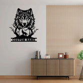 Personalized Wolf Howling Metal Ranch Sign Custom Wolf Name Sign Great Outdoor Weatherproof Sign Farm Sign Custom Metal
