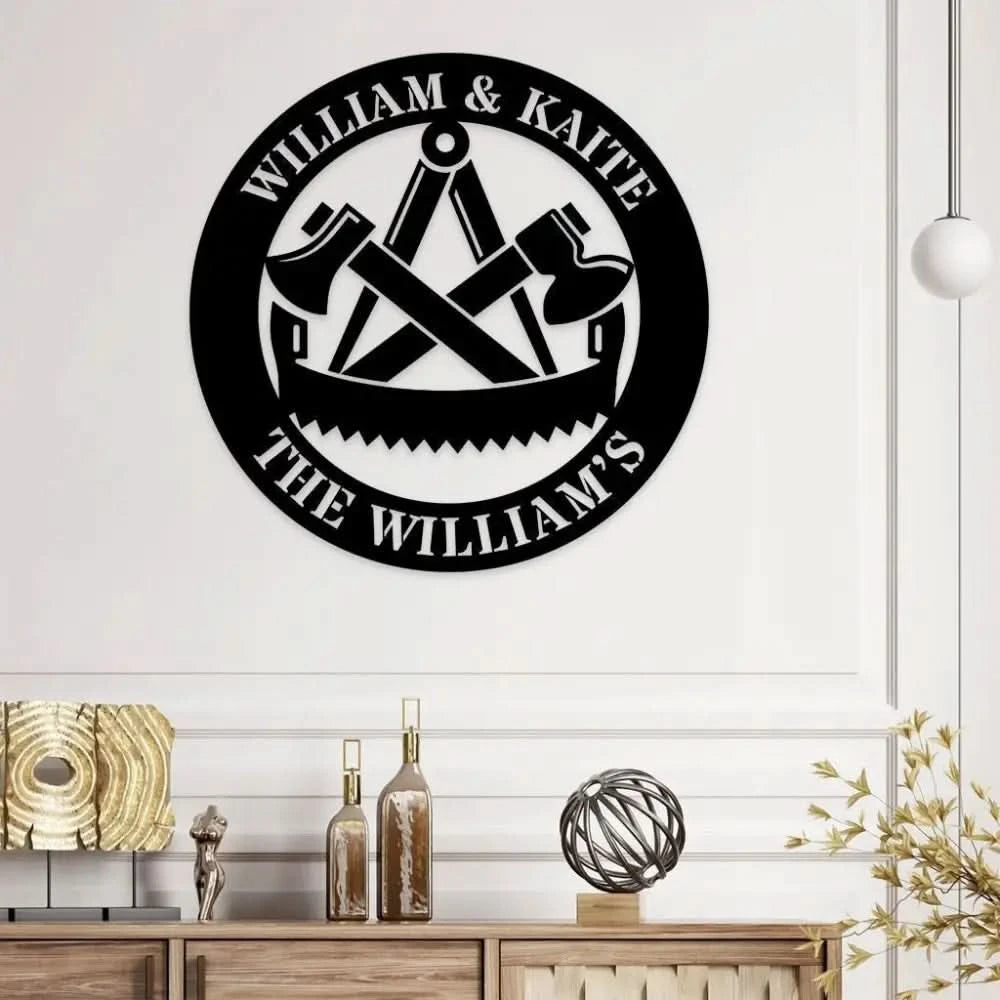 Personalized Work Shop Metal Sign Couple Sign Anniversary Gift Family Name Metal Sign Gift for him Couple Wall Art