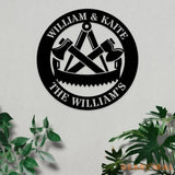 Personalized Work Shop Metal Sign Couple Sign Anniversary Gift Family Name Metal Sign Gift for him Couple Wall Art