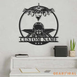 PersonalizedFighter Jet Pilot Metal Sign Led Lights - Custom Aircraft Air Force Name Sign Home Decor Military Plane