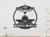 PersonalizedFighter Jet Pilot Metal Sign Led Lights - Custom Aircraft Air Force Name Sign Home Decor Military Plane