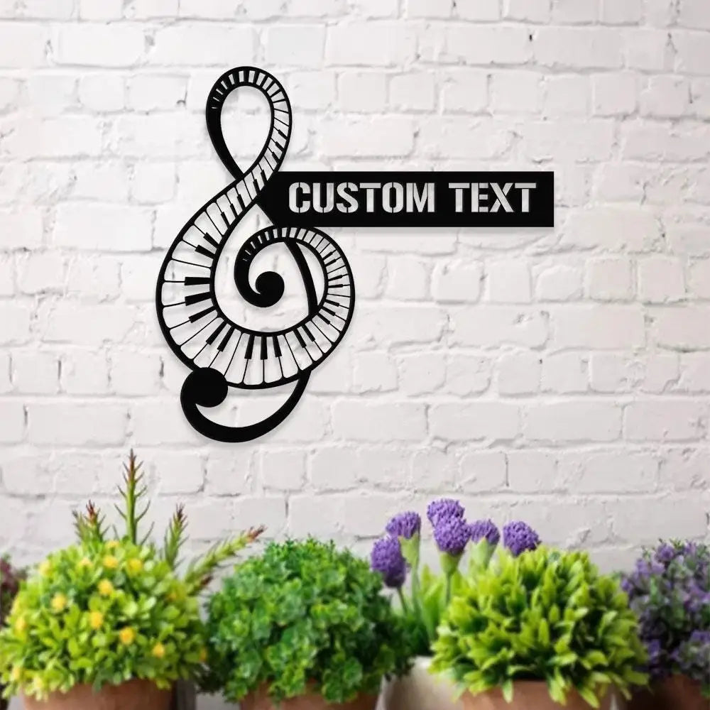 Piano Key Treble Clef metal Sign Piano wall decor Piano Metal LED sign Family Name Sign Piano Wall art Living Room Sign