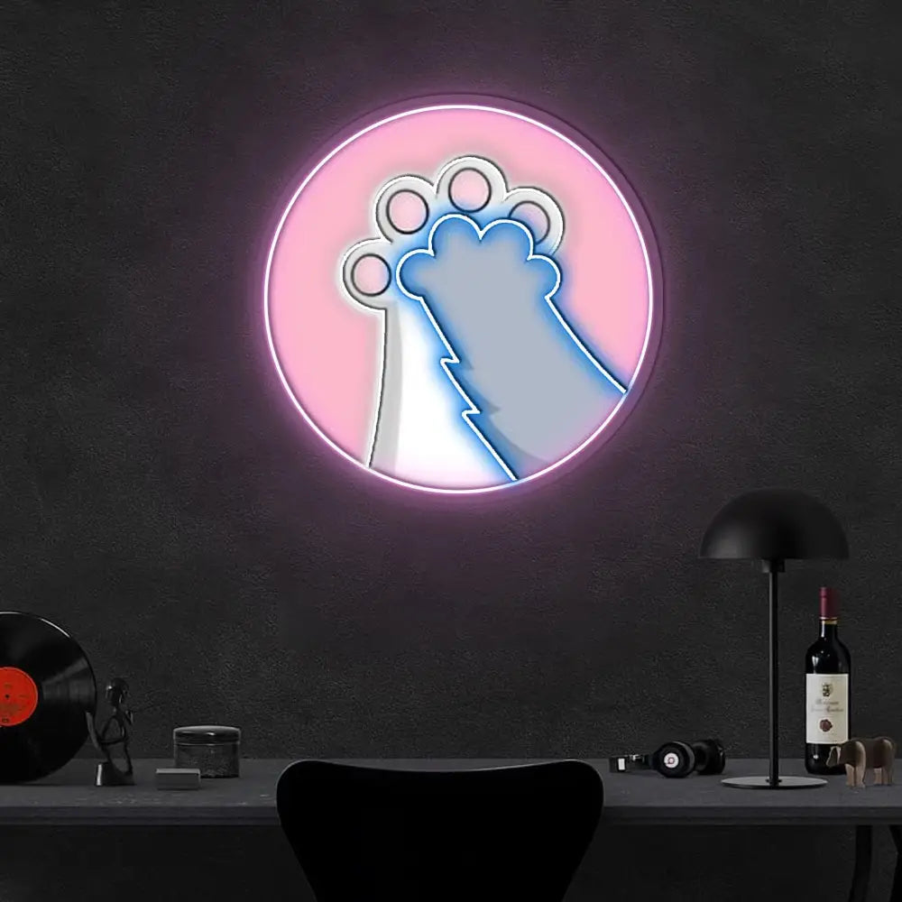 Pink Catculator Neon Sign x Acrylic Artwork