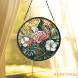 Pink Flamingo Stained Glass Window Suncatcher Bird Lover Gift Tropical House Decor Garden Sun Catcher Unique Handmade