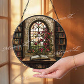 Pink Gladiolus Stained Glass Suncatcher Floral Window Panel Hanging Gift Elegant Botanical Flower Decor Handmade Glass