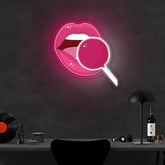 Pink lip Neon Sign x Acrylic Artwork