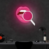 Pink lip Neon Sign x Acrylic Artwork