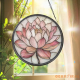 Pink Lotus Flower Glass Suncatcher Zen Window Hanging Spiritual Decor Garden Accent Gift for Mom Nature Lover Gift