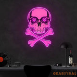Pink Skull With Bones Neon Sign x Acrylic Artwork