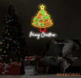 Pizza Christmas Tree Neon Sign Italian Pizza Restaurant Christmas Wall Art Xmas Decor Merry Christmas Sign Pizza