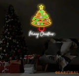 Pizza Christmas Tree Neon Sign Italian Pizza Restaurant Christmas Wall Art Xmas Decor Merry Christmas Sign Pizza