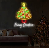 Pizza Christmas Tree Neon Sign Italian Pizza Restaurant Christmas Wall Art Xmas Decor Merry Christmas Sign Pizza