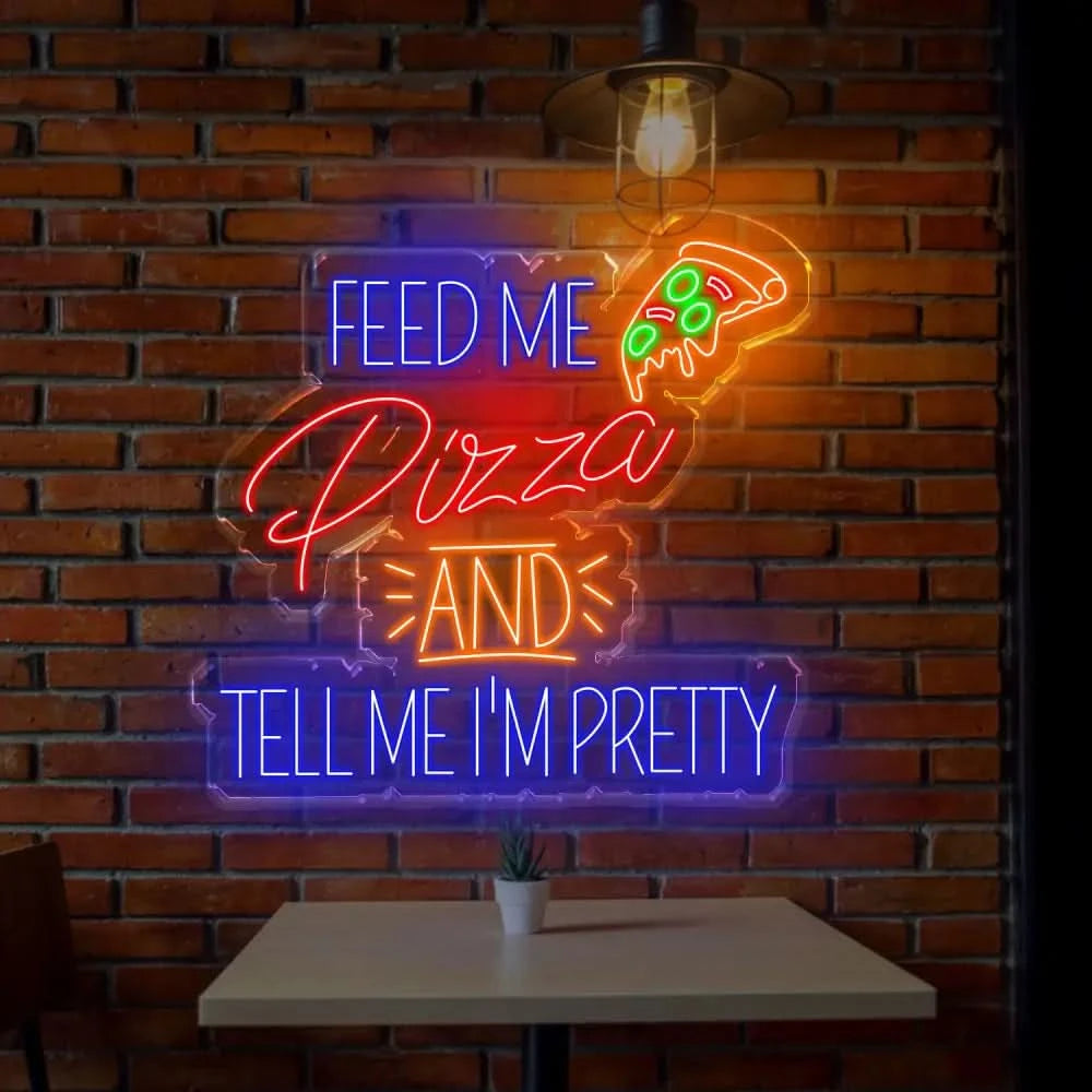 Pizza Neon Sign Feed Me Pizza Led Sign Restaurant Sign Kitchen Neon Sign Neon Sign Bedroom Led Neon Sign Neon Light