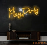 Play Dirty Neon Sign - Custom Red Neon Light Bedroom Wall Decor Playful Wall Art Unique LED Sign for Home or Game Room