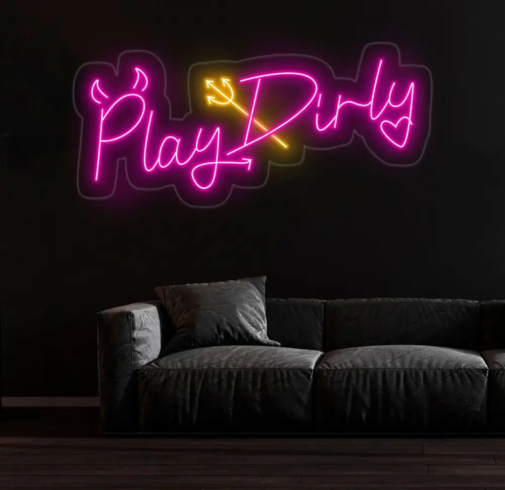Play Dirty Neon Sign - Custom Red Neon Light Bedroom Wall Decor Playful Wall Art Unique LED Sign for Home or Game Room