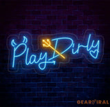 Play Dirty Neon Sign - Custom Red Neon Light Bedroom Wall Decor Playful Wall Art Unique LED Sign for Home or Game Room
