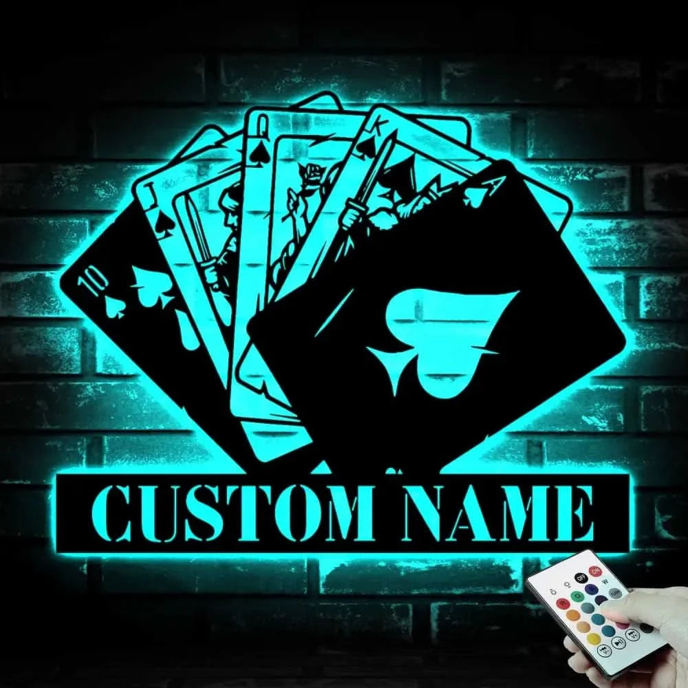 Poker Wall Art With LED Lights - Poker Decor Wall Led Sign - Poker RGB Color Led Light Sign - Christmas Gift | GearViral