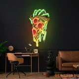 Pop Art Hand With A Slice Of Pizza Artwork Led Neon Sign Light
