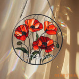 Poppy Flower Glass Suncatcher California Botanical Window Art Garden-Inspired Home Decor Unique Floral Gift for Mom or