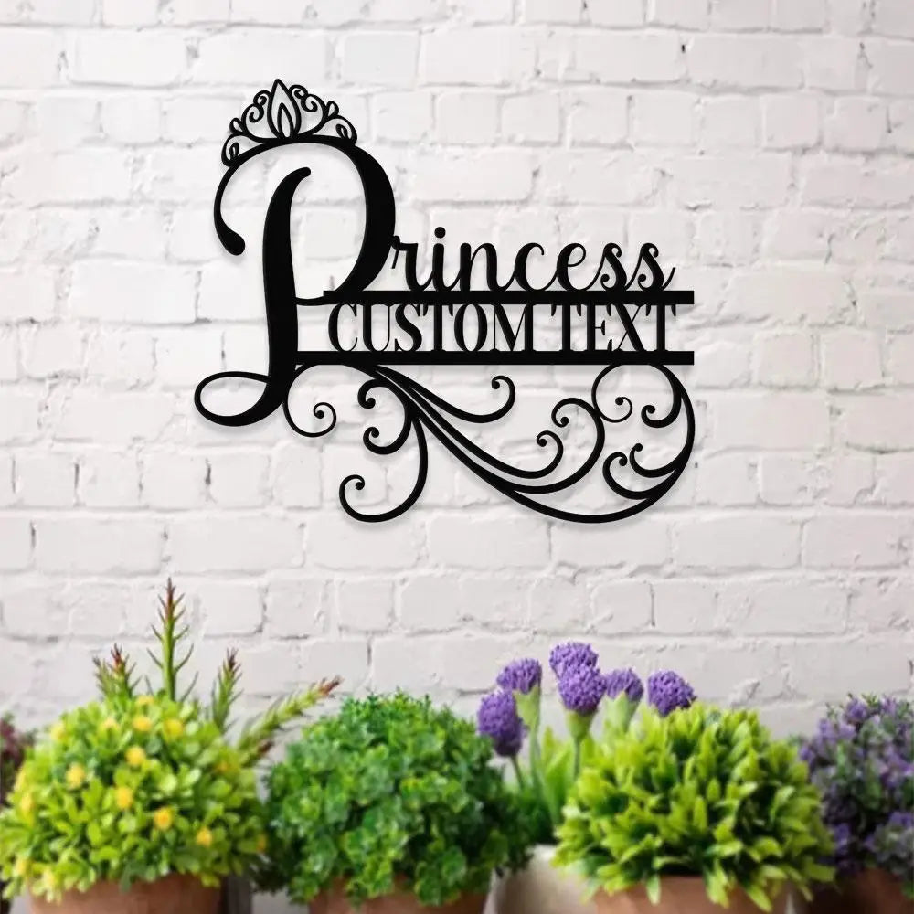 Princess Monograms Name Metal Sign Personalized Room Name Led Sign Outdoor Door Decor Address Wall Art Perfect Gift for