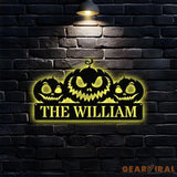 Pumpkin Metal Sign Hallowee Pumpkin Family Name Sign Personalized Split Letter Last Name Pumpkin Halloween Sign Outdoor