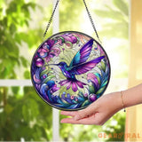Purple Hummingbirds and Wild Flowers Suncatcher Hummingbird Lovers Window Hanging Hummingbird Suncatcher Hummingbird