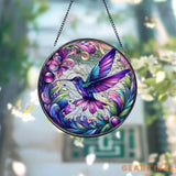 Purple Hummingbirds and Wild Flowers Suncatcher Hummingbird Lovers Window Hanging Hummingbird Suncatcher Hummingbird