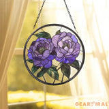 Purple Peony Glass Suncatcher Floral Window Hanging Garden-Inspired Wall Art Mother’s Day Gift Handmade Gift for Her