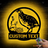 Quail Metal Sign LED - Custom Name Sign Bird Wall Art - Outdoor Wall Art Farmhouse Quail Decor - Quail Wall Art