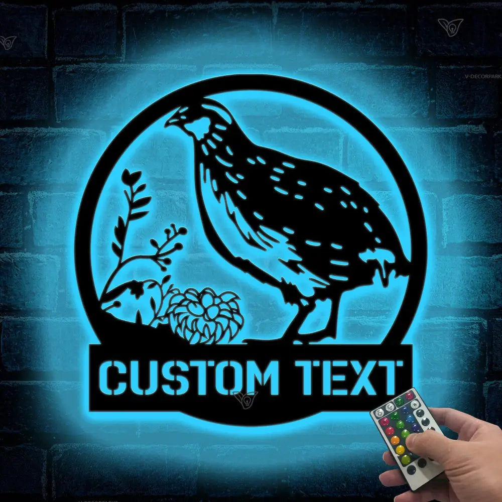 Quail Metal Sign LED - Custom Name Sign Bird Wall Art - Outdoor Wall Art Farmhouse Quail Decor - Quail Wall Art