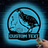 Quail Metal Sign LED - Custom Name Sign Bird Wall Art - Outdoor Wall Art Farmhouse Quail Decor - Quail Wall Art