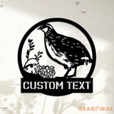 Quail Metal Sign LED - Custom Name Sign Bird Wall Art - Outdoor Wall Art Farmhouse Quail Decor - Quail Wall Art