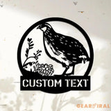 Quail Metal Sign LED - Custom Name Sign Bird Wall Art - Outdoor Wall Art Farmhouse Quail Decor - Quail Wall Art
