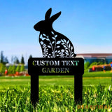 Rabbit Garden Sign Metal Stake Personalized Name Yard Sign Outdoor Door Garden Decor Metal Sign Gift for Garden Lovers