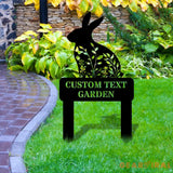 Rabbit Garden Sign Metal Stake Personalized Name Yard Sign Outdoor Door Garden Decor Metal Sign Gift for Garden Lovers