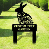 Rabbit Garden Sign Metal Stake Personalized Name Yard Sign Outdoor Door Garden Decor Metal Sign Gift for Garden Lovers