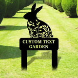 Rabbit Garden Sign Metal Stake Personalized Name Yard Sign Outdoor Door Garden Decor Metal Sign Gift for Garden Lovers
