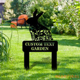 Rabbit Garden Sign Metal Stake Personalized Name Yard Sign Outdoor Door Garden Decor Metal Sign Gift for Garden Lovers