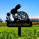 Rabbit Lovers Garden Sign Metal Stake Personalized Name Yard Sign Outdoor Door Garden Decor Metal Sign Garden Lovers