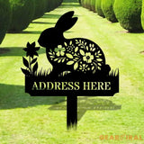 Rabbit Lovers Garden Sign Metal Stake Personalized Name Yard Sign Outdoor Door Garden Decor Metal Sign Garden Lovers