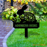 Rabbit Lovers Garden Sign Metal Stake Personalized Name Yard Sign Outdoor Door Garden Decor Metal Sign Garden Lovers