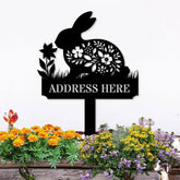 Rabbit Lovers Garden Sign Metal Stake Personalized Name Yard Sign Outdoor Door Garden Decor Metal Sign Garden Lovers
