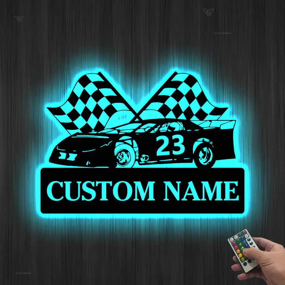 Race Car Custom Name Metal Sign - Dirt Track Racing Sign - Sports Sign - Race Car Sign | GearViral