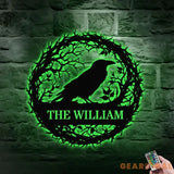 Raven Metal Sign Halloween - Raven Halloween Name Sign Personalized Split Letter Last Name Halloween Sign Outdoor Door