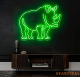 Rhino Neon Sign - Custom Animal Wall Art Safari Themed LED Light Unique Rhino Neon Decor for Home Bar or Kids Room