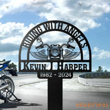 Riding with Angels Personalized Memorial Stake - Motorcycle with Wings Grave Marker - Rider Memorial Gift - Loss of