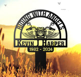 Riding with Angels Personalized Memorial Stake - Motorcycle with Wings Grave Marker - Rider Memorial Gift - Loss of