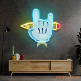 Rock Hand LED Neon Sign Light Pop Art